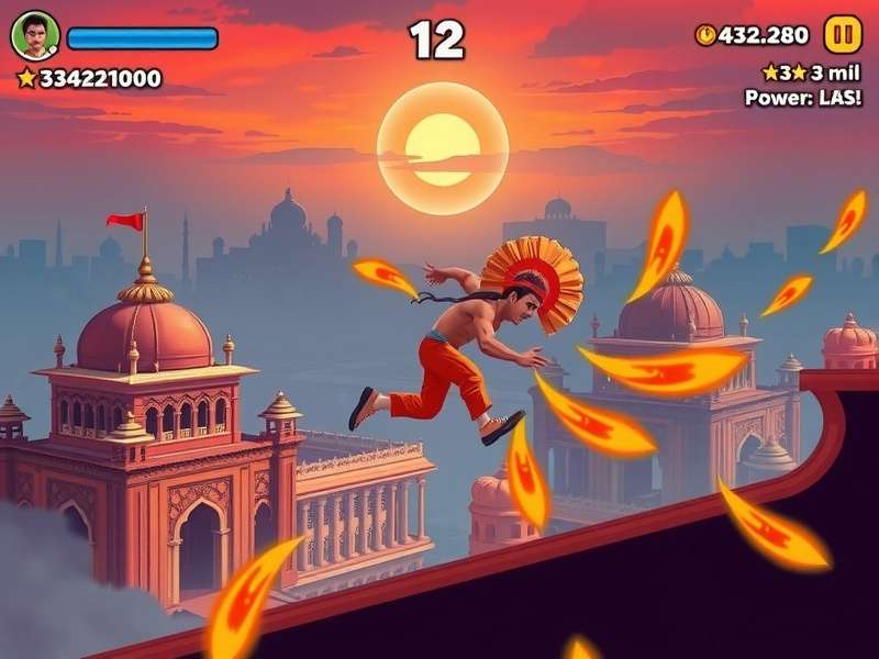 Majestic Runner game screenshot showing Indian cityscape